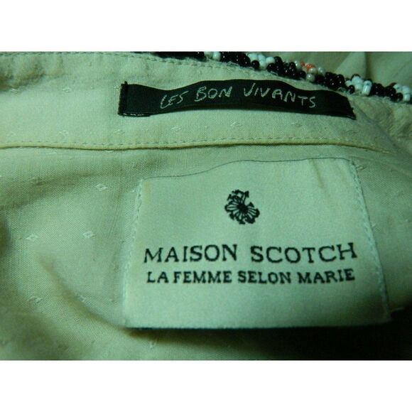 Scotch & Soda Shirt Beige Beaded Collar La Femme Selon Marie Button Down Size 2 - Picture 9 of 11